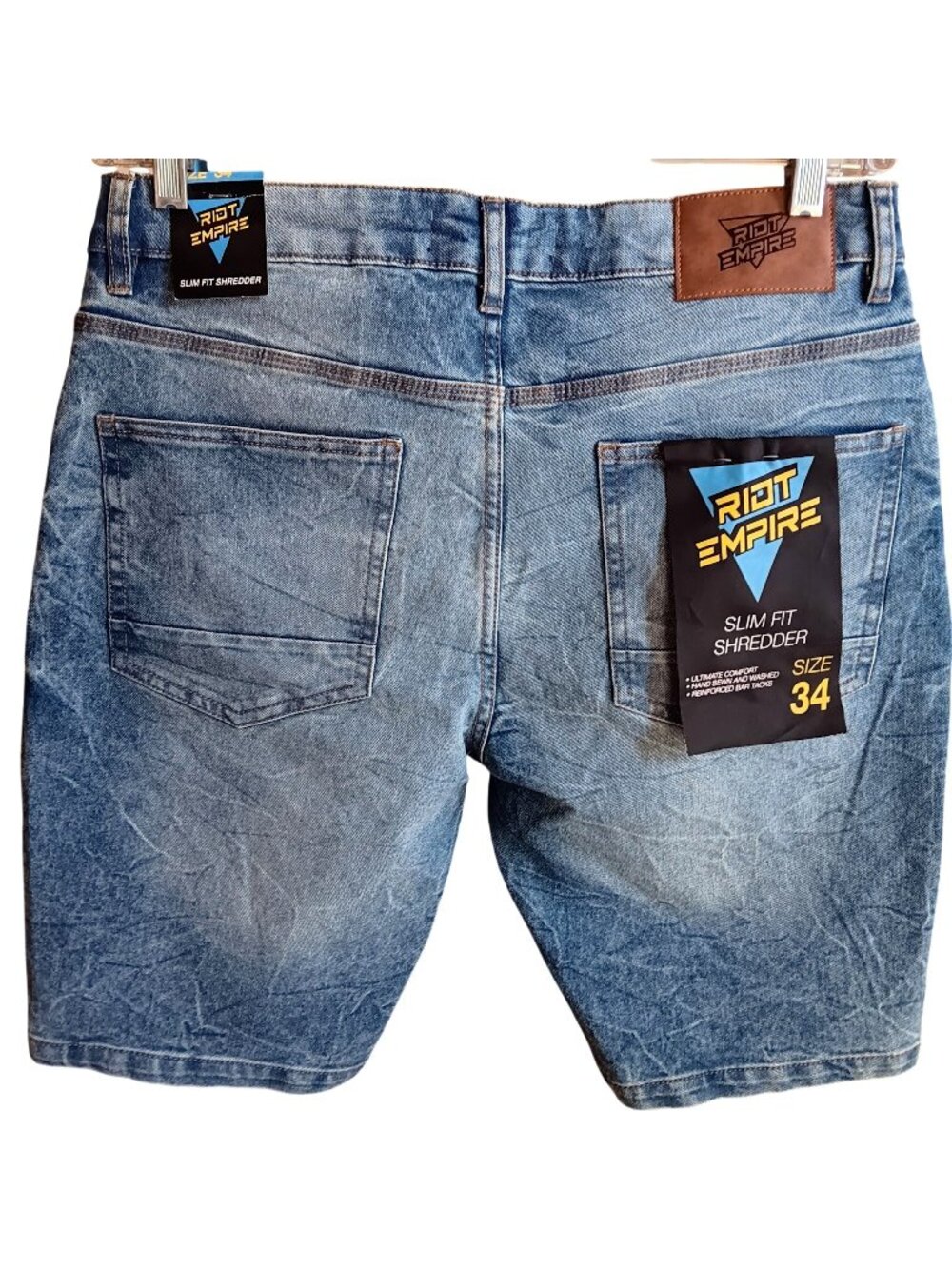 34 Vtg Y2K Denim Shorts Riot Empire Slim Fit Shredder New With Tags DS Skater